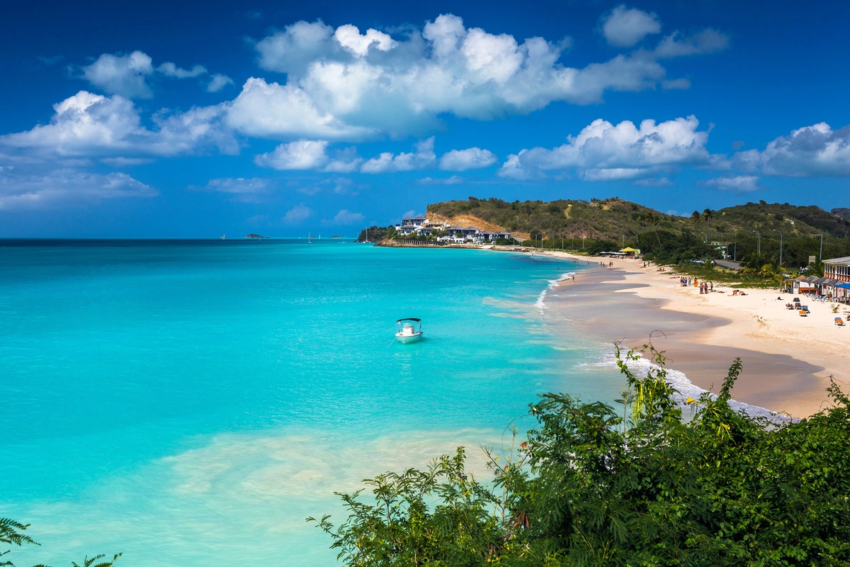 Antigua Beach from the air - Luxury Yacht Charter Destination